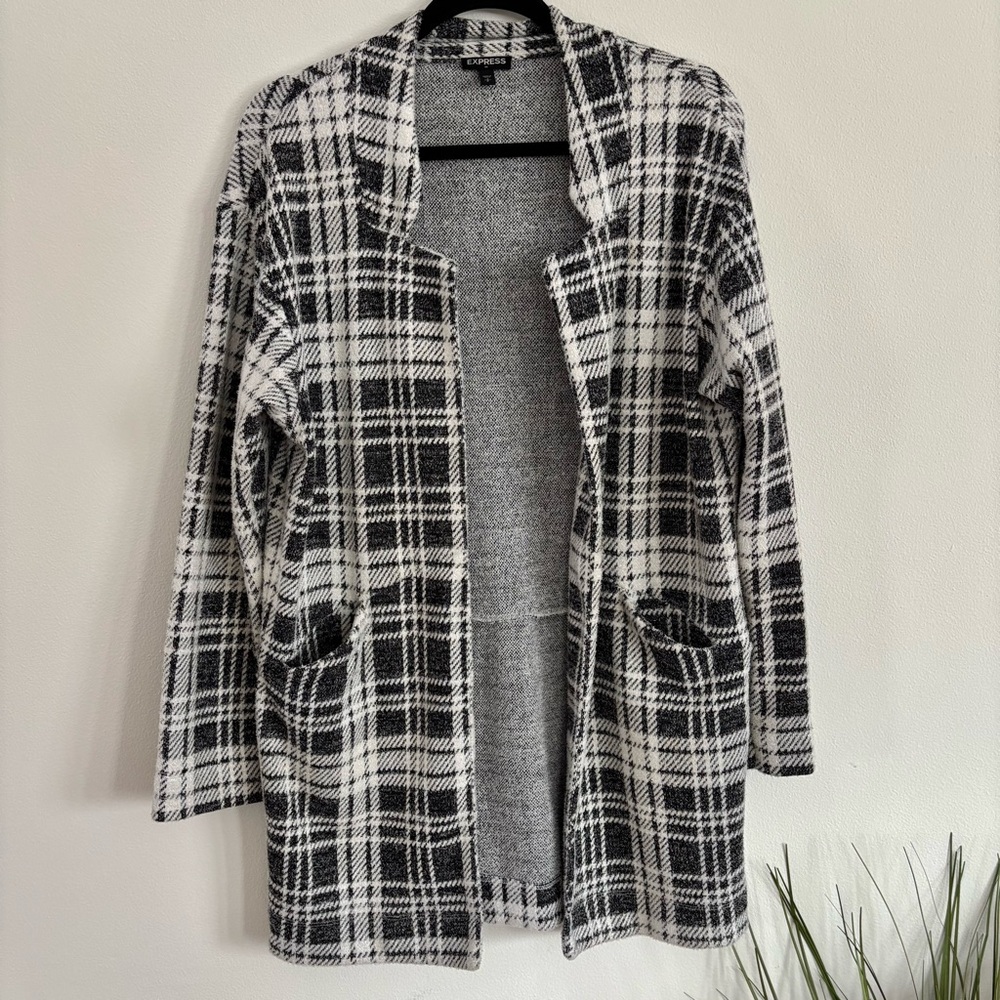 Express | Black Plaid Cardigan
